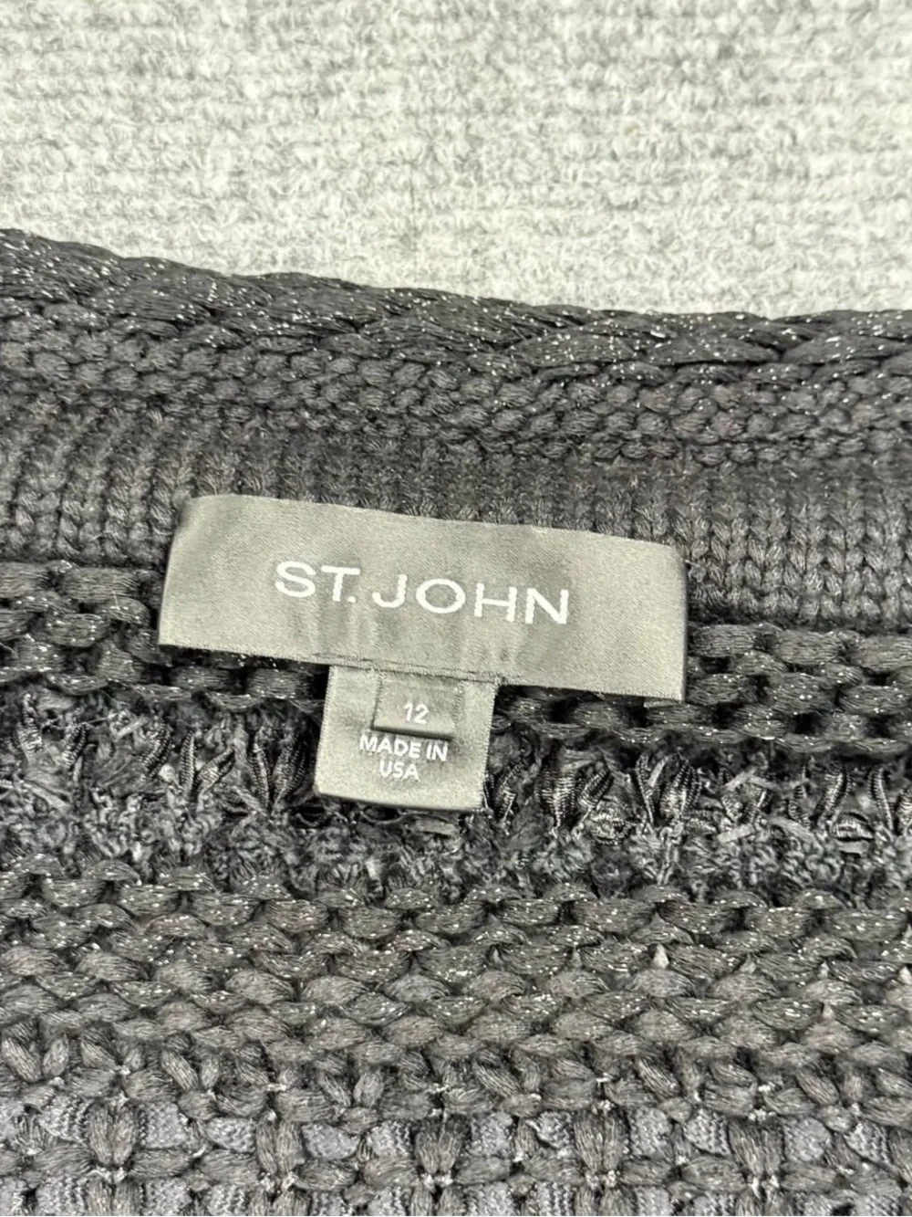 St. John Black  knit sweater jacket Size 12